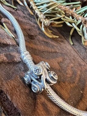 Authentic Pandora Charm Ocean Wave Clear CZ Bead Sterling Silver Zirconia